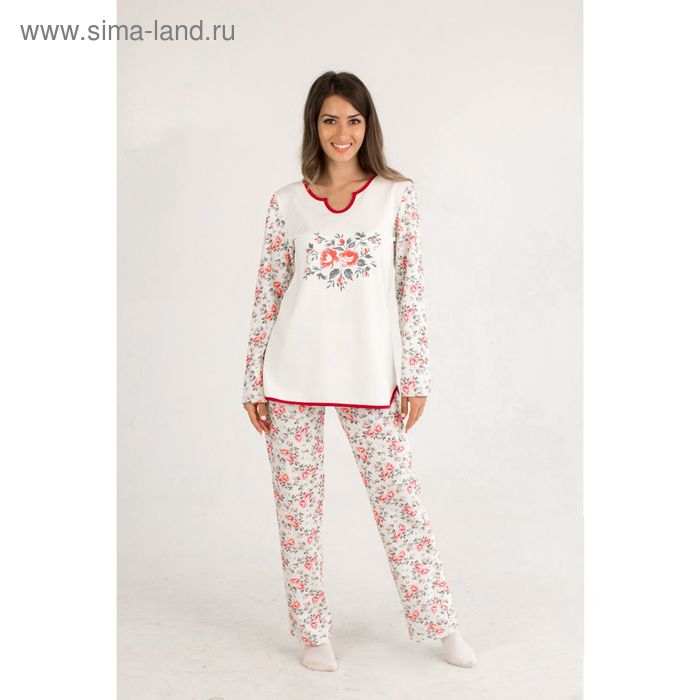 Пижама женская (джемпер, брюки) "Вероника", размер 56, цвет МИКС, футер - Фото 1
