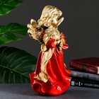 Фигура "Ангел в платье ассорти с букетом" золото 20х20х35см - фото 8263731