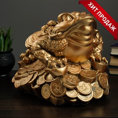 Копилка для денег «Лягушка на монетах», гипс, 25×35 см