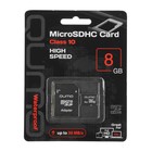 Карта памяти Qumo microSD, 8 Гб, SDHC, класс 10, с адаптером SD - Фото 1