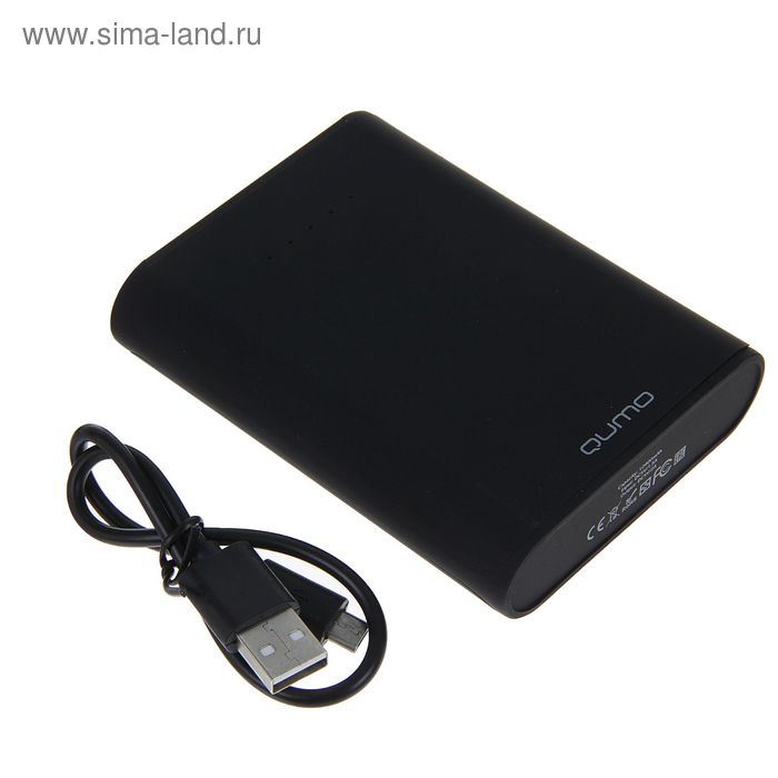 Внешний аккумулятор Qumo PowerAid, 2 USB, 10400 мАч, 1 А, корпус ABS пластик, черный - Фото 1