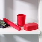 Набор дорожный, 3 предмета: мыльница, стакан, футляр для зубной щетки, цвет МИКС - Фото 8