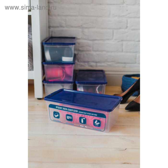 Ящик для хранения обуви и аксессуаров, 34×19×12 см, цвет серый - Фото 1