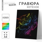 Гравюра «Котёнок» с металлическим эффектом «радуга» А4 - Фото 1