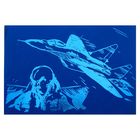 Гравюра А4 "Самолет" с металлическим эффектом лазури + синее покрытие - Фото 2