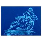 Гравюра А4 "Мотоциклист" с металлическим эффектом лазури + синее покрытие - Фото 3