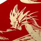 Гравюра А4 "Дракон" с металлическим эффектом золота + красное покрытие - Фото 3