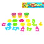 Тесто для лепки 3 цвета по 50 гр. + 16 предметов, цвета МИКС - Фото 2