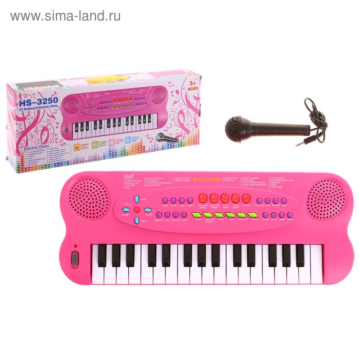 Синтезатор «Музыкант» с микрофоном, цвет розовый, 32 клавиши, работает от батареек - Фото 1
