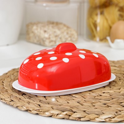 Маслёнка BEROSSI Marusya, 19×11×7 см, пластик, красная