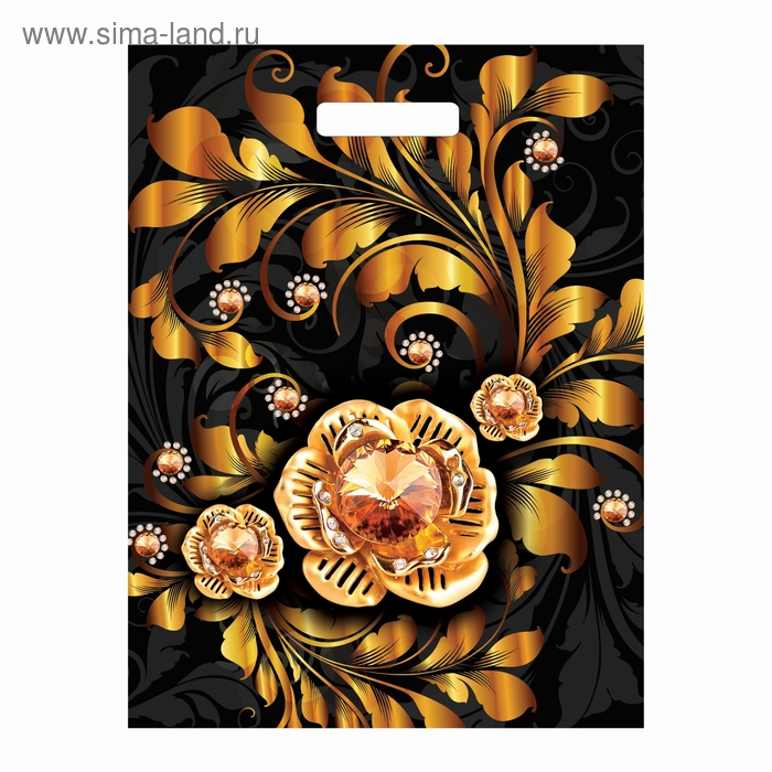 Пакет "Золотой завиток", полиэтиленовый с вырубной ручкой, 40х31 см, 60 мкм - Фото 1