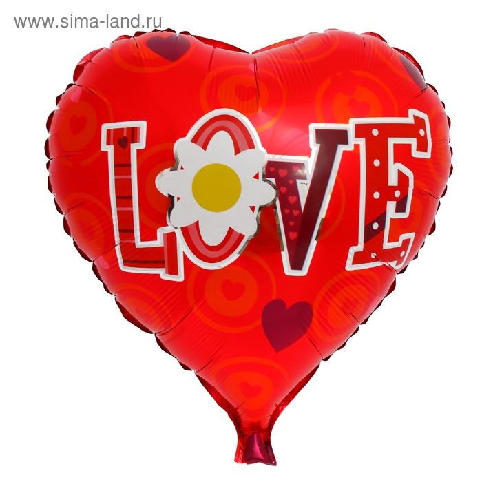 Шар фольгированный "Любовь" Сердце 18" Ромашки цвета МИКС - Фото 1