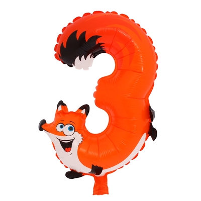Шар полиэтиленовый 18" Цифра 3, лиса