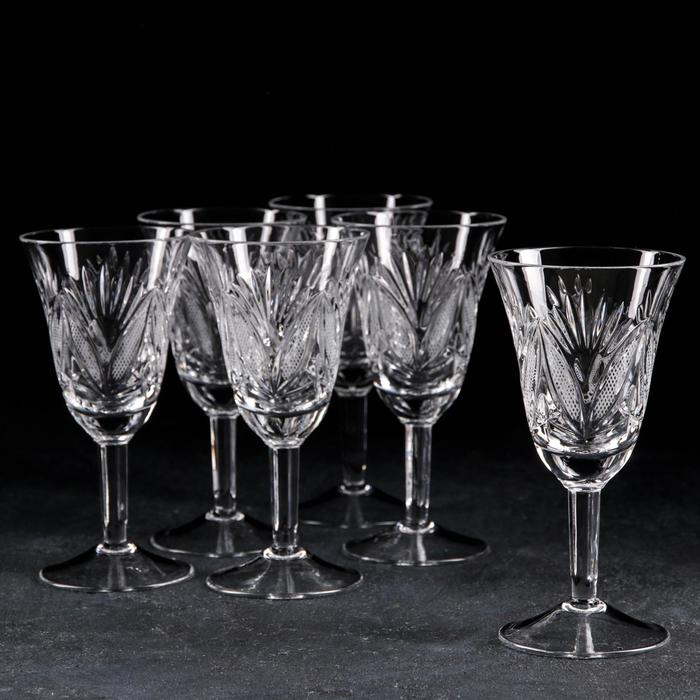 Набор бокалов хрустальных для вина «Мельница и листья», 200 мл, 6 шт - фото 1908258328