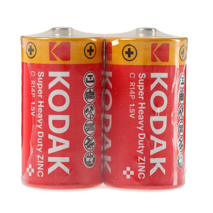 Батарейка солевая Kodak Extra Heavy Duty, С, R14-2S, 1.5В, спайка, 2 шт. - фото 51316526