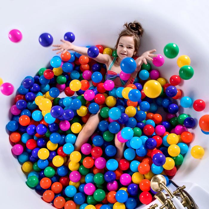 Шарики для сухого бассейна с рисунком, диаметр шара 7,5 см, набор 150 штук, разноцветные - фото 1906801340