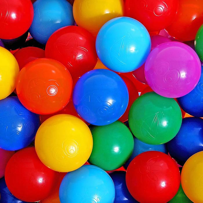 Шарики для сухого бассейна с рисунком, диаметр шара 7,5 см, набор 60 штук, разноцветные - фото 1886182856