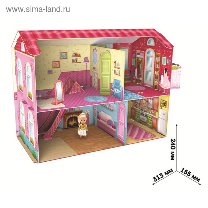 Дом "Кукольный" сборный 3D, 1 куколка, аксессуары, инструкция - Фото 1