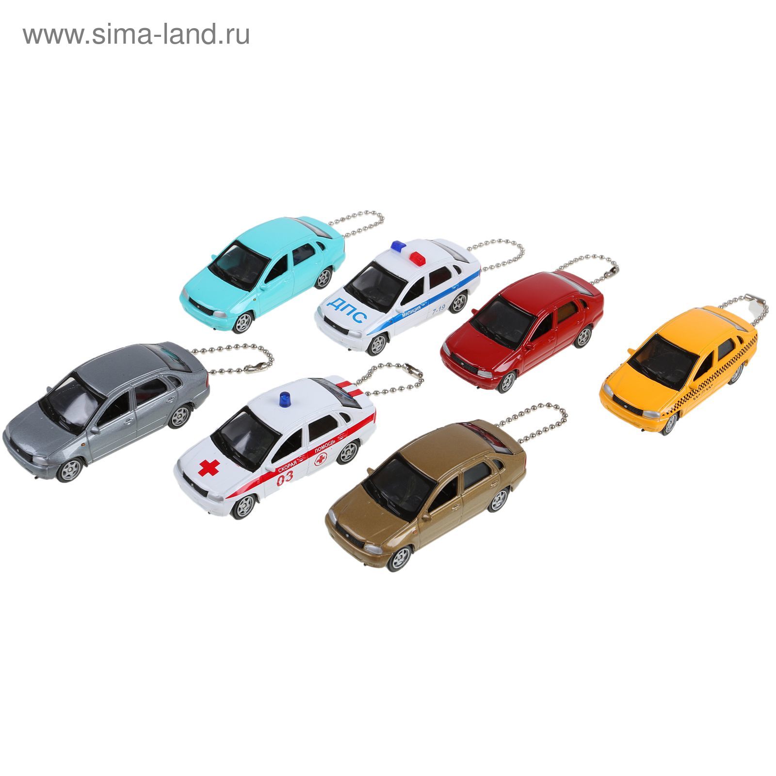 Машина металлическая Lada Kalina, масштаб 1:60, брелок, МИКС