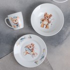 Набор посуды "Медвежата", 3 предмета: кружка 260 мл, тарелка мелкая 17,5 см, тарелка глубокая 17,5 см, рисунок МИКС - Фото 2