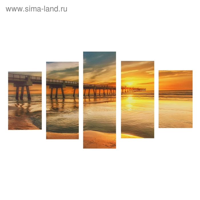 Картина модульная на подрамнике "Рассвет" 2-43х25, 2-58х25, 1-72х25 см, 75х135 см - Фото 1