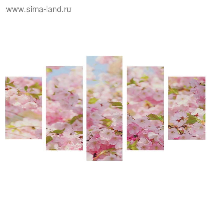 Картина модульная на подрамнике "Яблоня в цвету" 2-43х25, 2-58х25, 1-72х25 см, 75х135 см - Фото 1