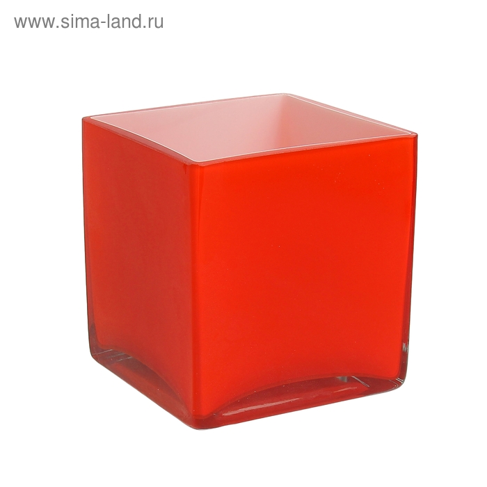 Ваза "Куб" оранжевое стекло  12см - Фото 1
