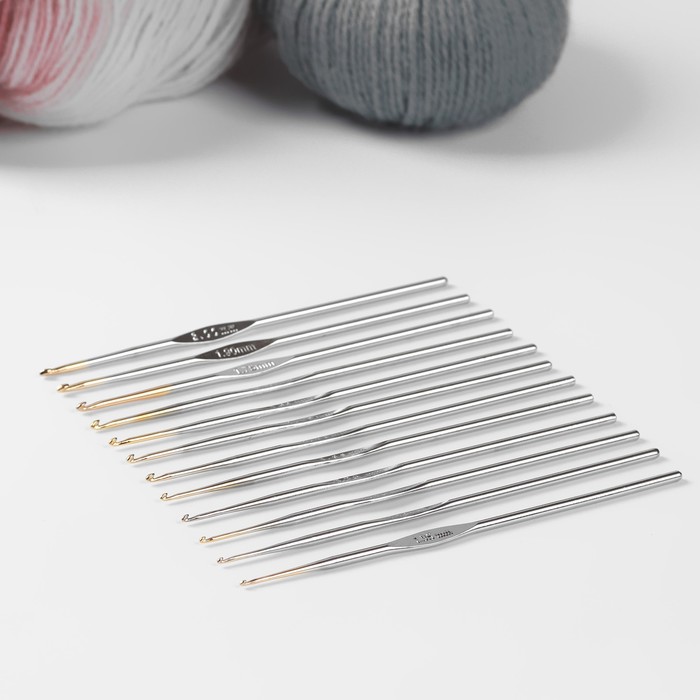 Набор крючков для вязания, d = 1.05 - 2 мм, 12 см, 12 шт - Фото 1