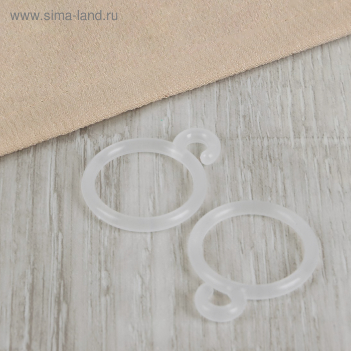 Кольцо для карниза, с крючком, d = 26/35 мм, цвет прозрачный - Фото 1