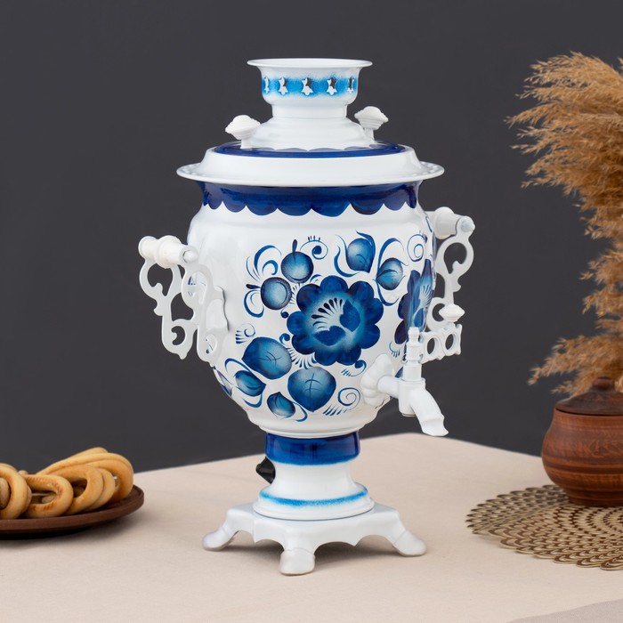 Самовар «Гжель», жёлудь, 3 л, электрический - Фото 1