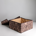 Короб стеллажный для хранения с крышкой «Вензель», 30×28×15 см, цвет коричнево-бежевый - Фото 5