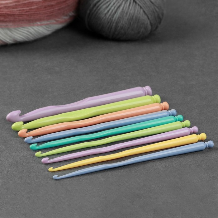 Набор крючков для вязания, d = 2,5-10 мм, 15 см, 9 шт, цвет разноцветный - Фото 1
