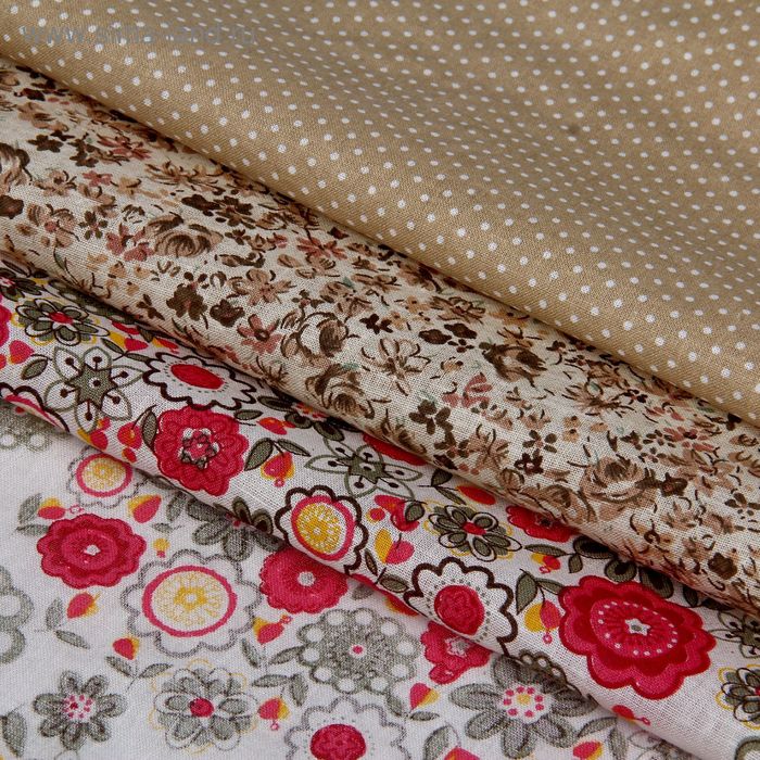 Набор ткани для пэчворка (3 шт)»Цветочное шале», 30 × 40 см