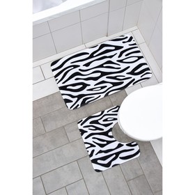 Набор ковриков для ванной и туалета Доляна «Зебра», 2 шт: 40×45, 50×80 см