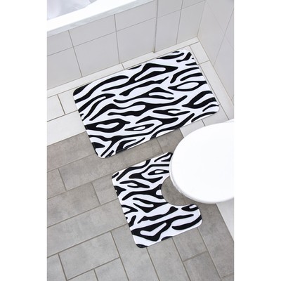 Набор ковриков для ванной и туалета Доляна «Зебра», 2 шт: 40×45 см, 50×80 см