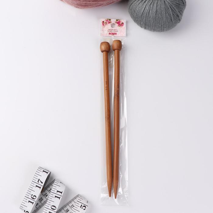 Спицы для вязания, прямые, d = 9 мм, 25 см, 2 шт - Фото 1