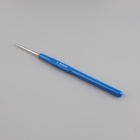 Крючок для вязания, с пластиковой ручкой, d = 1,5 мм, 13,5 см, цвет синий, цена за 1 штуку - Фото 2