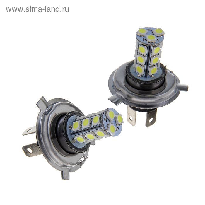 Автолампа светодиодная TORSO H4, 12 В, 18 SMD-5050, 2 шт., свет белый - Фото 1