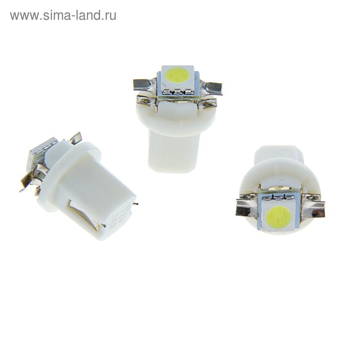 Автолампа светодиодная TORSO T5 8,5D, габарит, 12 В, SMD-5050, 10 шт., свет белый - Фото 1