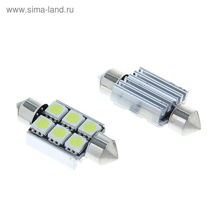 Комплект светодиодных ламп TORSO C5W, 36 мм, 12 В, 6 SMD-5050 с обманкой, 2 шт. - Фото 1