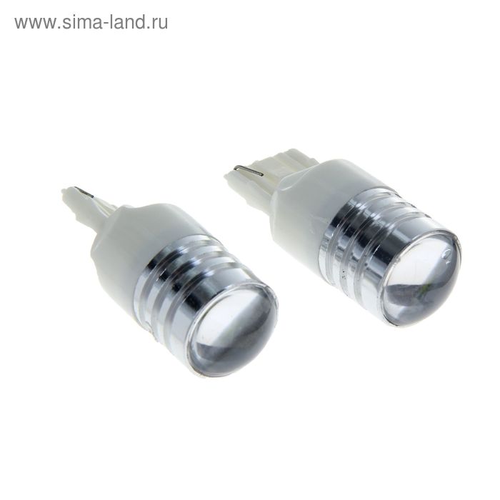 Комплект светодиодных ламп TORSO Т20 (W21W, 7440), 12В, 1 LED-COB + линза, 3 Вт, 2шт., белый - Фото 1