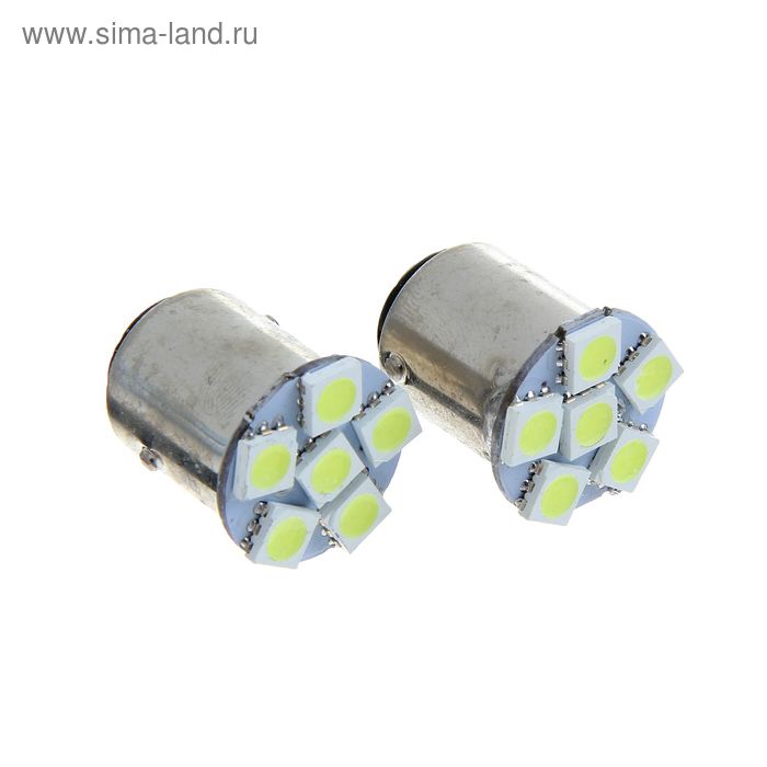 Комплект светодиодных ламп TORSO P21/5W, 12 В, 6 SMD-5050, 2 шт., свет белый - Фото 1