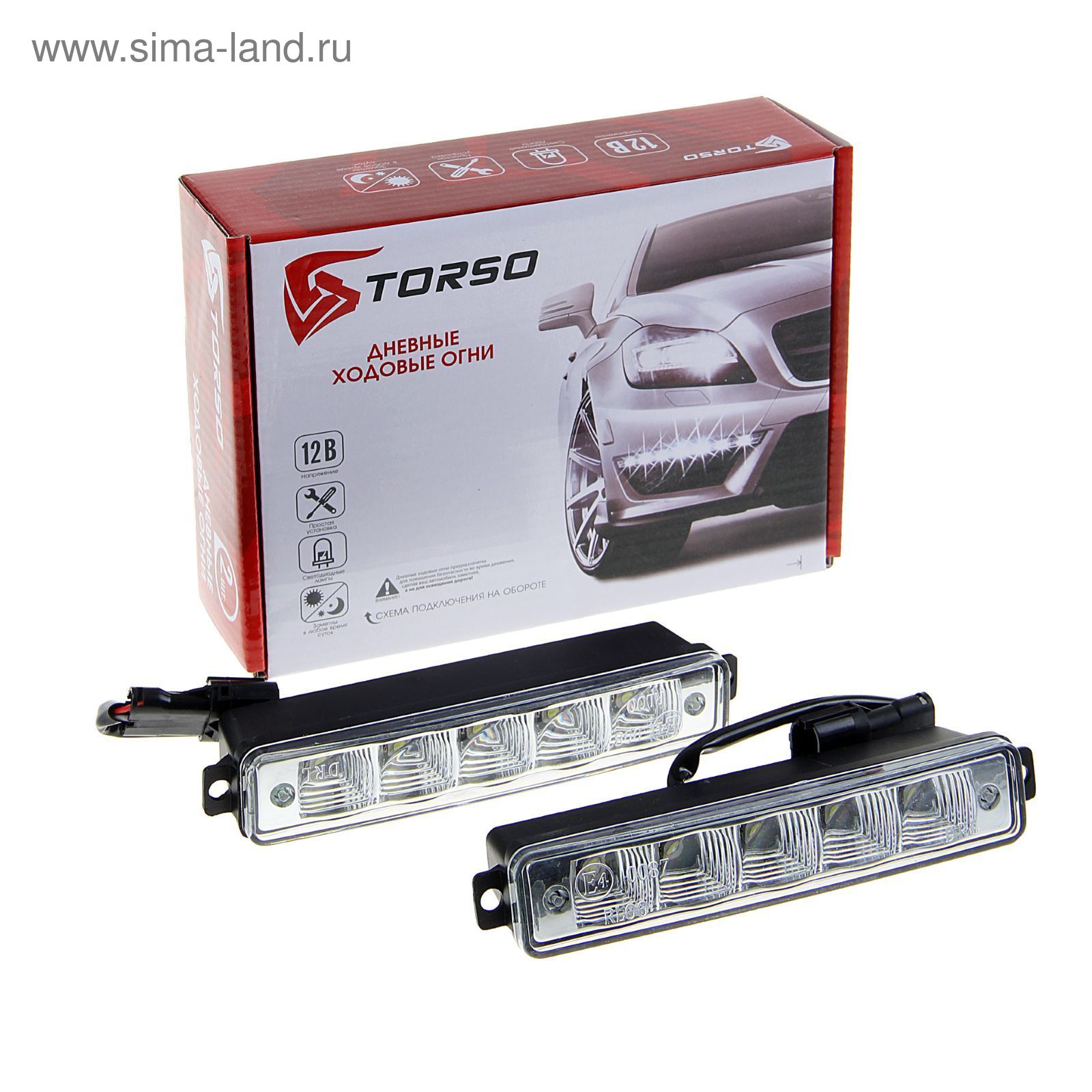 Дневные ходовые огни TORSO DRL-5-3, 5 LED, 10 Вт, 12 В, 2 шт., металл,  корпус черный (1058776) - Купить по цене от 878.90 руб. | Интернет магазин  SIMA-LAND.RU