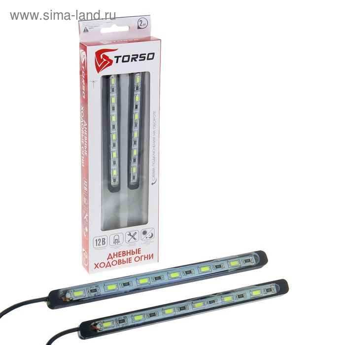 Дневные ходовые огни TORSO DRL-10-1, 6 LED-SMD5630, 7.2 Вт, 12 В, 2 шт, корпус черный - Фото 1