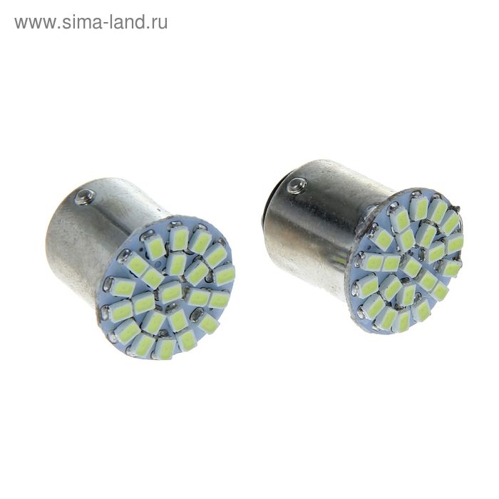 Комплект светодиодных ламп TORSO P21/5W, 12 В, 22 SMD-3528, 2 шт., свет белый - Фото 1