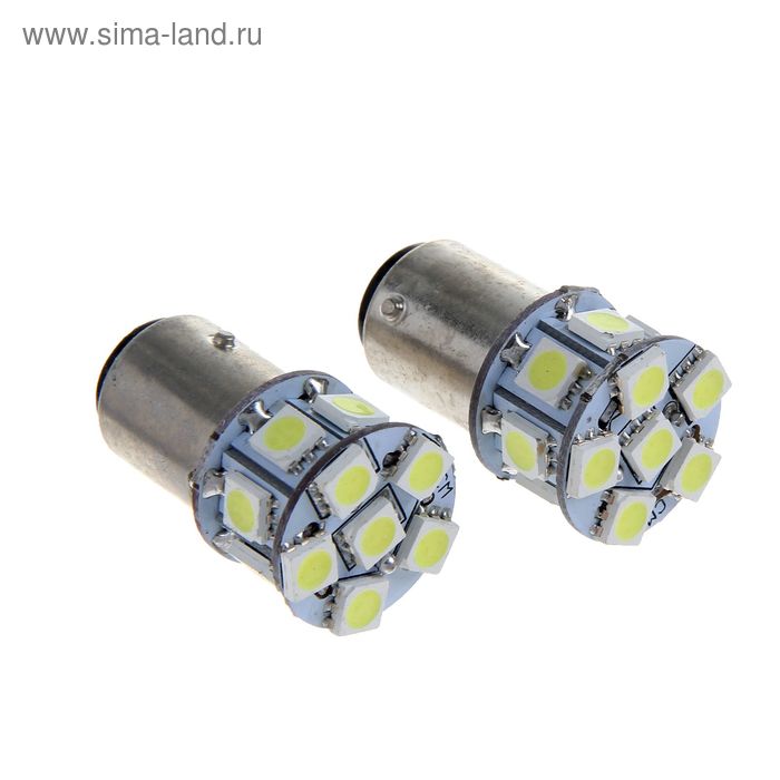 Комплект светодиодных ламп TORSO P21/5W, 12 В, 13 SMD-5050, 2 шт., свет белый - Фото 1