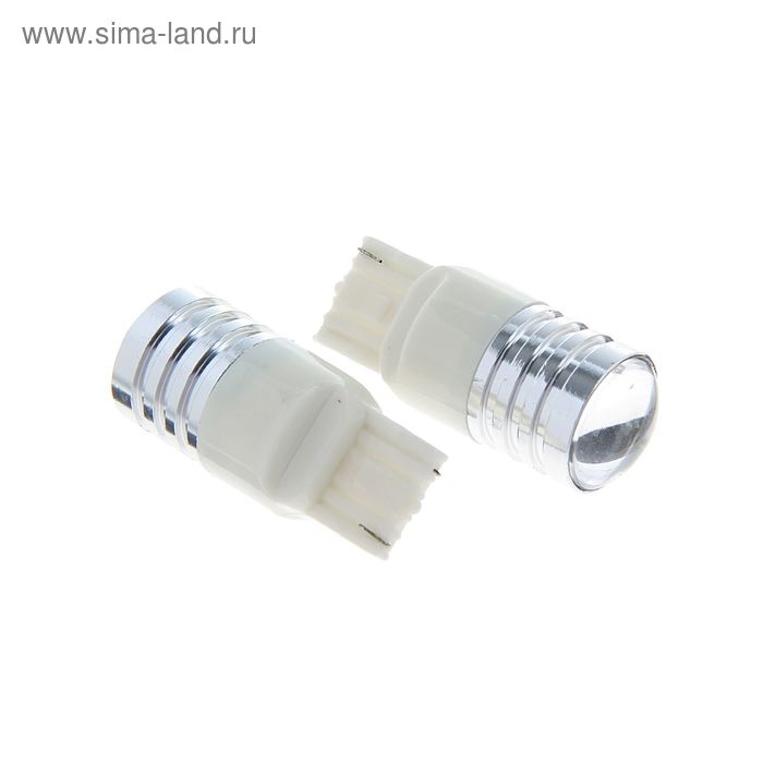 Комплект светодиодных ламп TORSO Т20 (W21W, 7440), 12В, 1 LED-COB + линза, 1.5Вт, 2шт., бел. - Фото 1