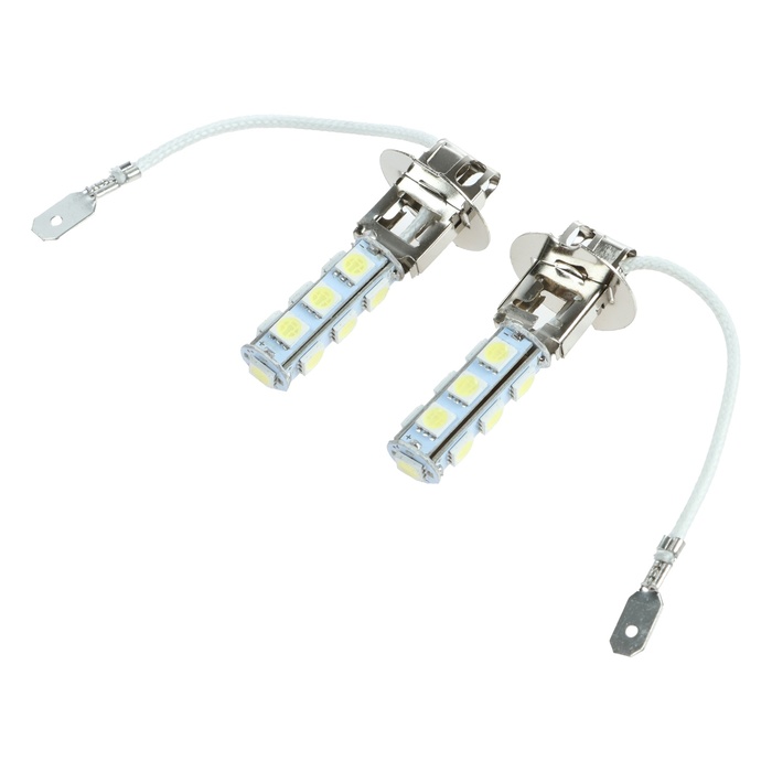 Автолампа светодиодная H3, 12 В, 13 SMD-5050, 2 шт, белый - Фото 1