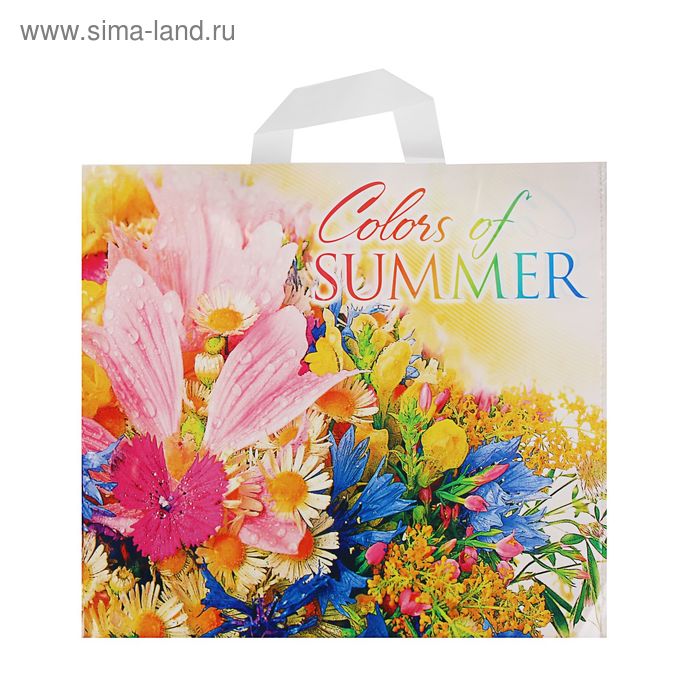 Пакет "Разноцветный букет", полиэтиленовый с петлевой ручкой, 40 х 36 см, 70 мкм - Фото 1
