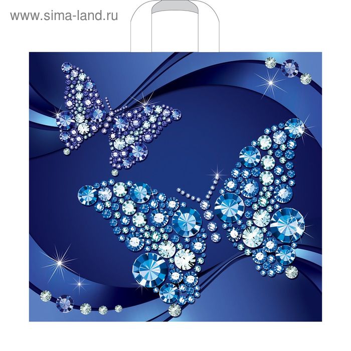 Пакет "Полет бабочек", полиэтиленовый с петлевой ручкой, 38х34 см, 100 мкм - Фото 1